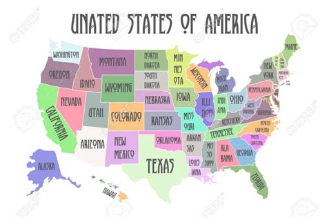 United States map with names